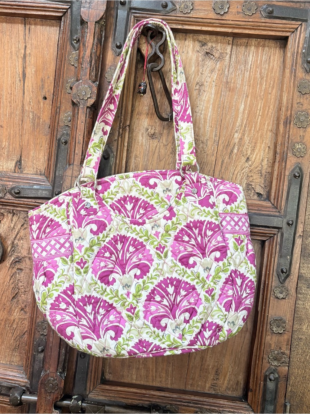 Vera Bradley Glenna Satchel Shoulder
Bag Julep Tulip Quilted Pink Green EUC